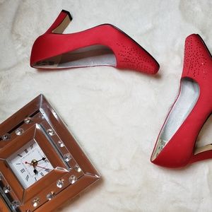 Red Rhinestoned 3-inch Heels